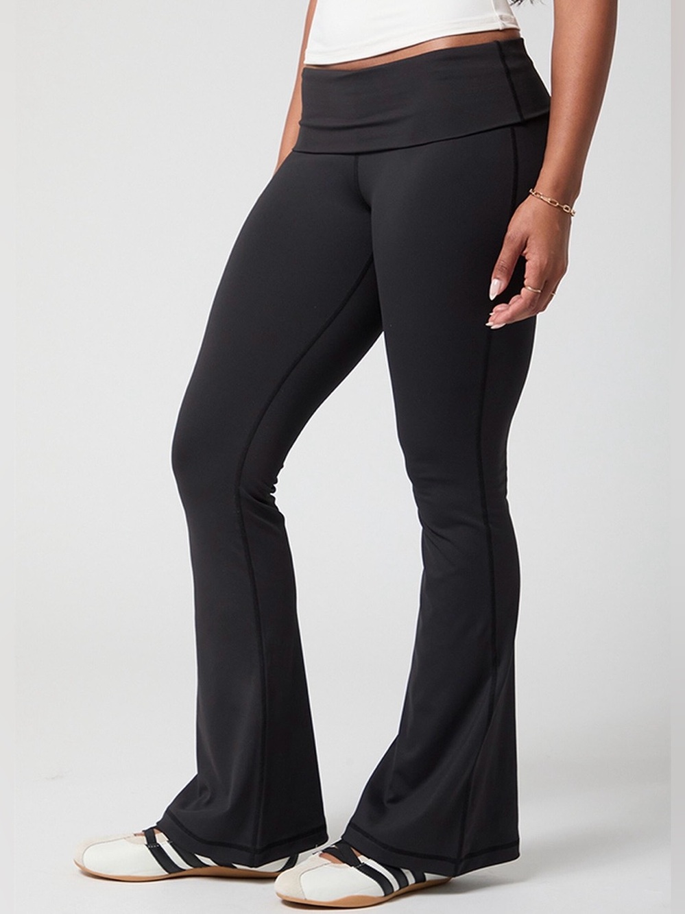 PAC 1980 PAC WHISPER Active Fold-Over Waistband Flare Yoga Pants – Size L